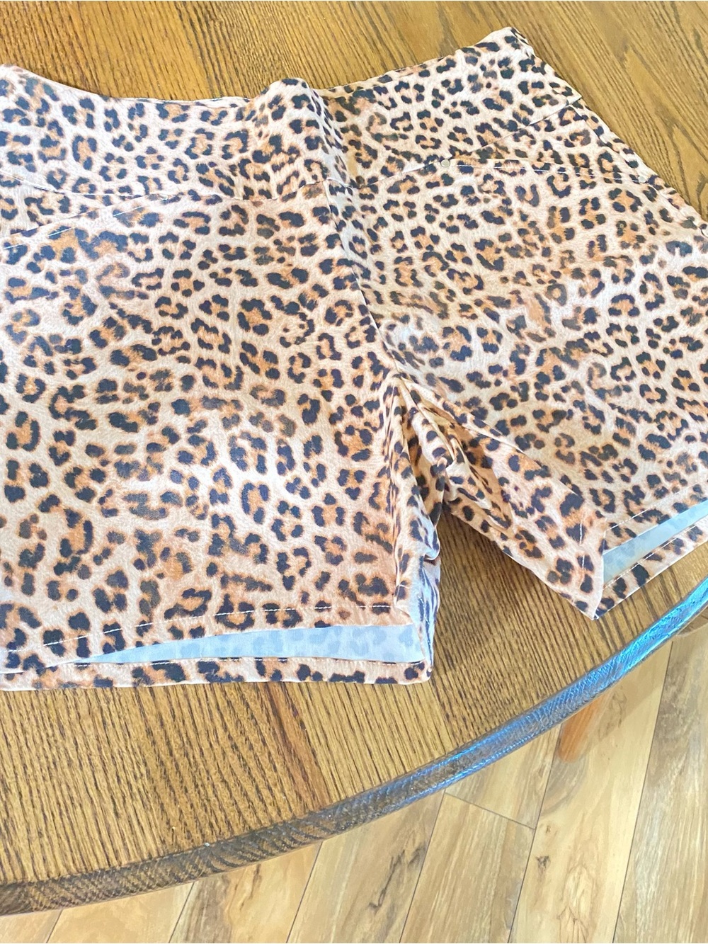 INC International Concepts Leopard-Print Shorts in Tan and Black Sz 10